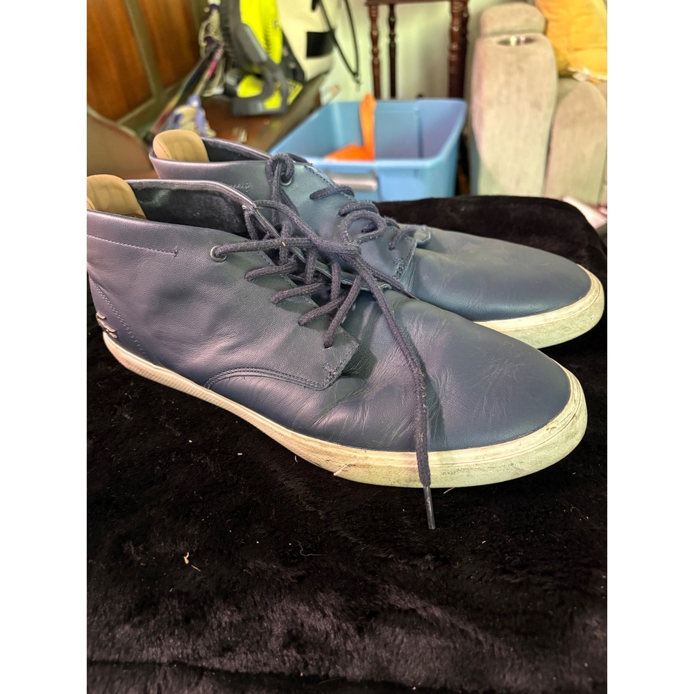 Lacoste Espere Chukka 317 1 Mens Navy Blue Leather Mid Top Sneakers Size 10.5